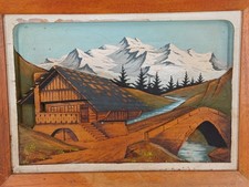 Ancienne assiette en bois Sculpté Vintage Chalet Montagne Déco type