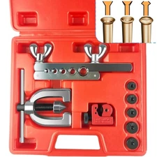 Brake Line Flaring Tool Kit 3/16" 1/4" 5/16" 3/8" and 1/2” Double & Single Tu...