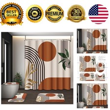 Bathroom Set Shower Curtain and Rugs Set of 4 Geometric Boho
