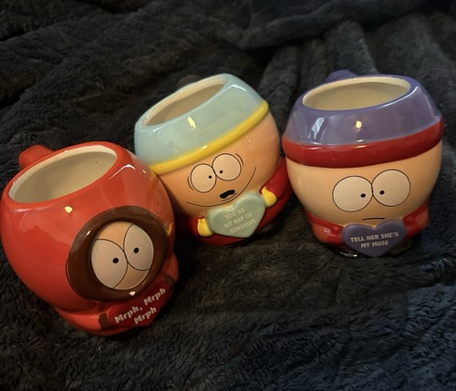 Set of 3 South Park Valentine's Day Heart Mugs - Kenny, Cartman, & Stan