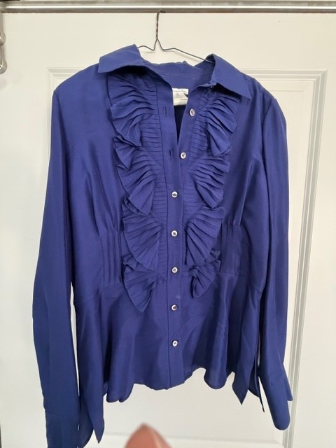 Oscar de la Renta purple silk blouse