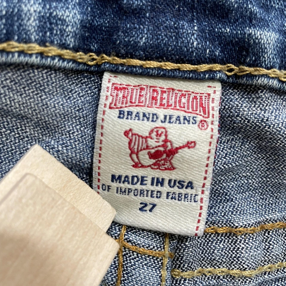 Vintage True Religion Jeans Womens 27x33 Blue Straight Leg Low Rise Made USA Y2K - Image 4 of 4