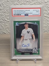 2025 Bowman Chrome Prospect Autographs Cam Schlittler True Green Refractor /99