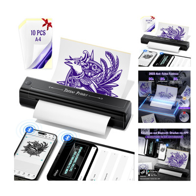 Tattoo Drucker Yowell H1 Bluetooth 10 Blatt Transferpapier Thermodrucker
