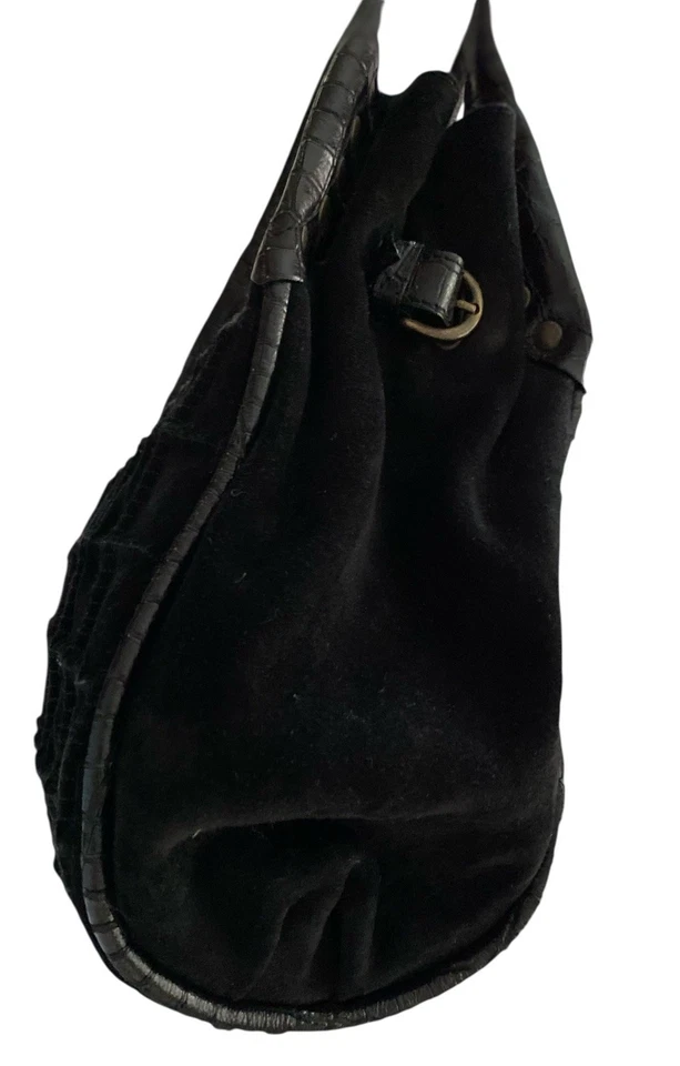Bolso de Hombro Couture Donald Pliner Cuero Gamuza Texturizado Negro Hecho en Italia Foto 2 de 4