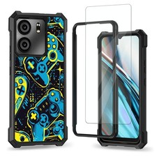 Dual-Layer Bumper Case  Tempered Glass Screen Protector for BLU View 5 - Game T