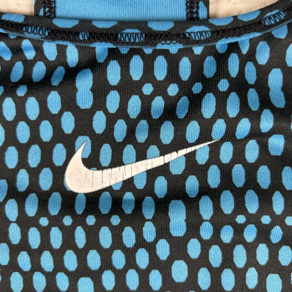 Nike Dri-FIT Sports Bra Medium Blue Black Pattern Racerback Running Training Top - Image 4 of 4