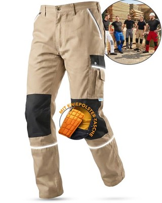 TMG Herren Arbeitshose Bundhose beige robust strapazierfähig Übergrößen