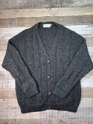 Aran Islands Knitwear Ireland Grab Wool Knit Cardigan Mens L Fisherman Chunky