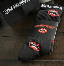Chrome Hearts Socks  CHOMPER  BLACK With Red - ONE SIZE FITS ALL