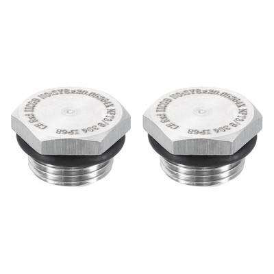 2 Stück 304 Edelstahl Rohrstopfen Fitting 3/8'' NPT Außengewinde Außen Sechskantkopf