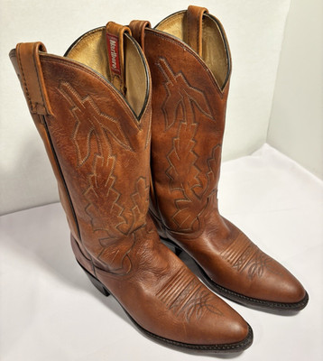 Dan Post Marlboro Brown Embroidered Cowboy Western Boots USA Mens Size US 9 1/2D