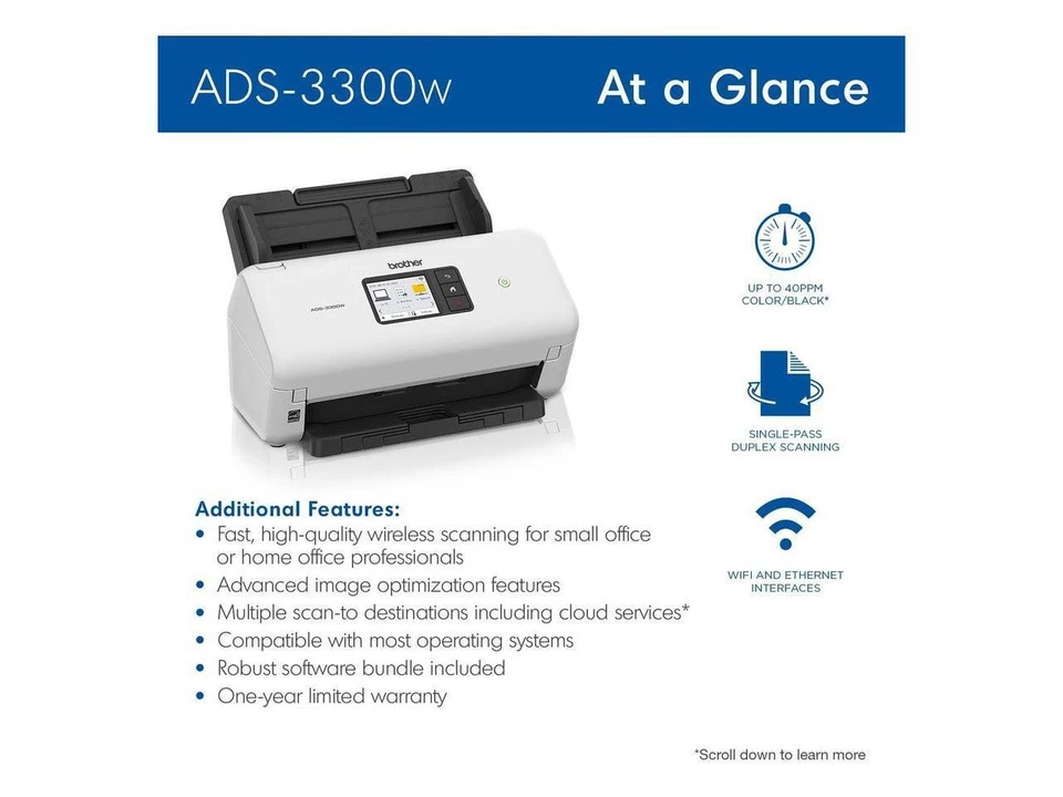 Brother ADS-4300N 600 x 600 dpi Duplex Document Scanner - Image 4 of 4