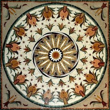 40" Medallion Mosaic Tile: Geometric Marble Mural
