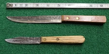 2) Carbon Steel Knife Sir Lawrence Vintage 5” Blade Forgecraft Pairing Wood Lot