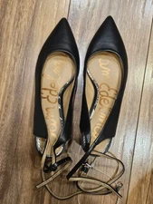 Sam Edelman Raya slingback flat in black leather women shoes size 6