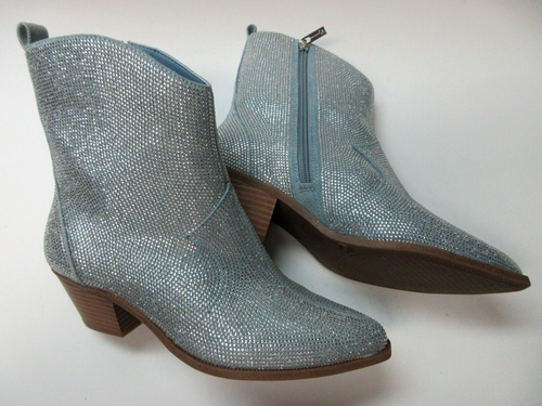 JESSICA SIMPSON OSTELLE MEDIUM BLUE RHINESTONE WESTERN BOOTS 9W -NEW - Picture 4 of 5