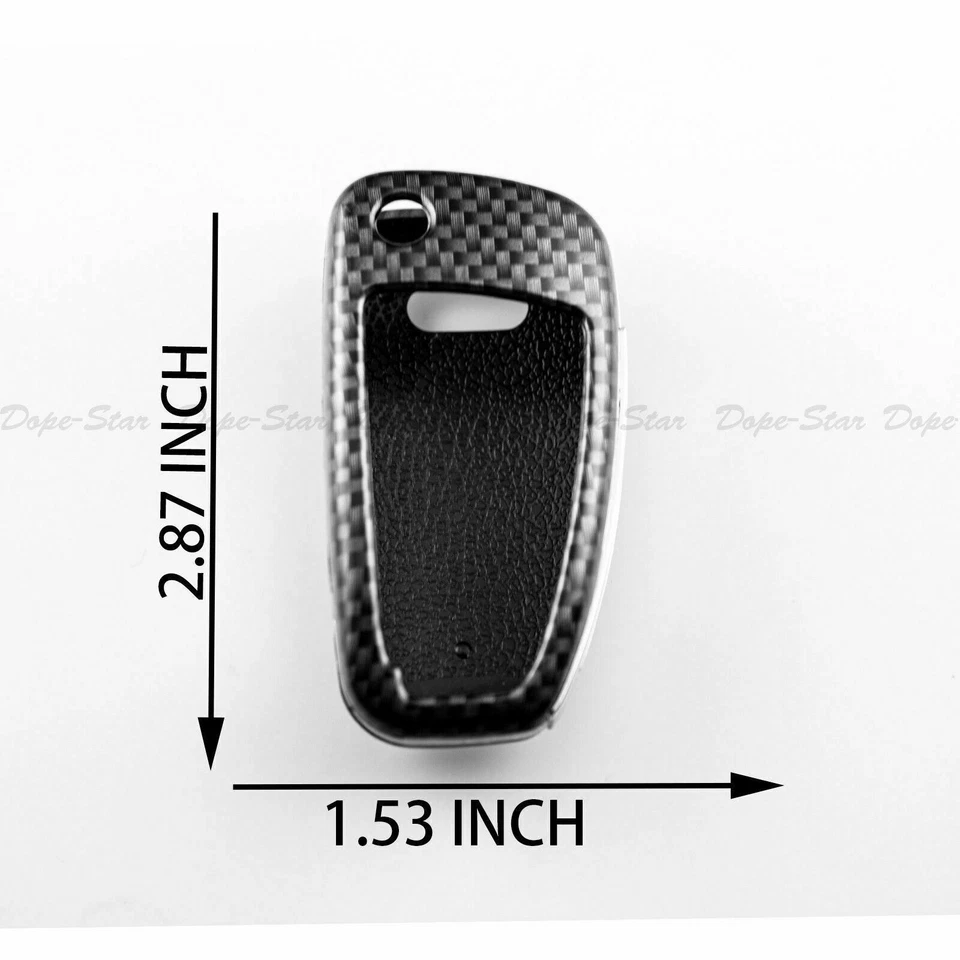 For Audi A1 A3 A6 S3 S6 Q3 Q7 R8 TT Carbon Fiber Remote Flip Key Fob Case Shell - Image 4 of 4