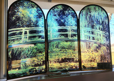 9.5 Claude Monet Glass Folding Screen 3 Panel...