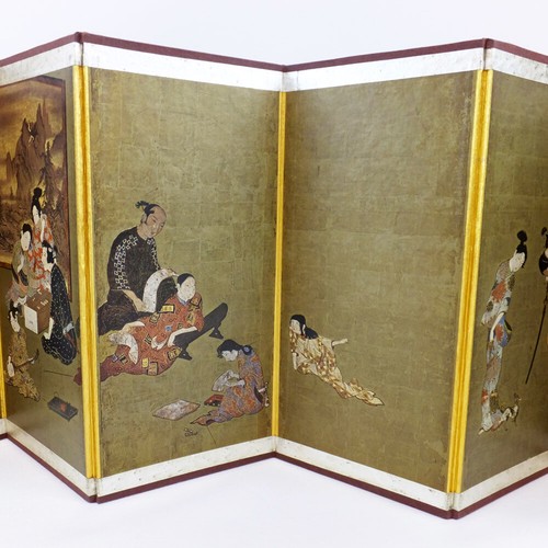 Hikone Klappbildschirm maßstabsgetreu Ii Familie japanische Malerei Vintage Byobu Kostenloser Versand Japan - Bild 3 von 10