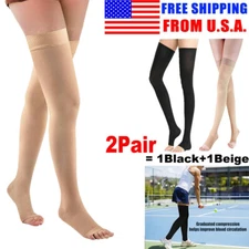 Thigh High Open Toe 20-30mmHg Compression Socks For Medical Grade Support