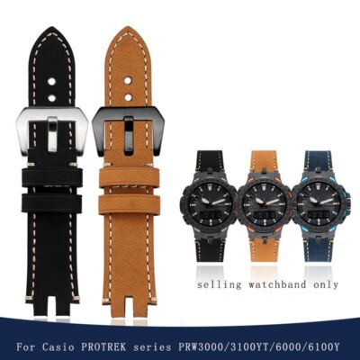 Herren Leder Armband passend für Casio Protrek Serie PRW-3000 3100YT 6000 6100Y