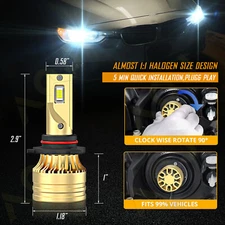 AQJ 2X 9006 LED Headlight Bulb Conversion Kit Low Beam White Super Bright 6000K