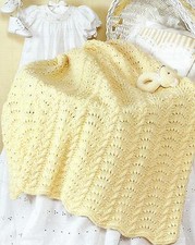 Baby Blanket/Cover  "Sunny Cables & Crowns" Aran Knitting Pattern  135