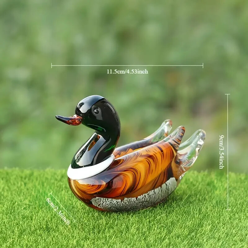 工芸品 DUCK PAIR GLASS FIGURINE Handcrafted Glass Mandarin Duck Figurines - Pair of Elegant