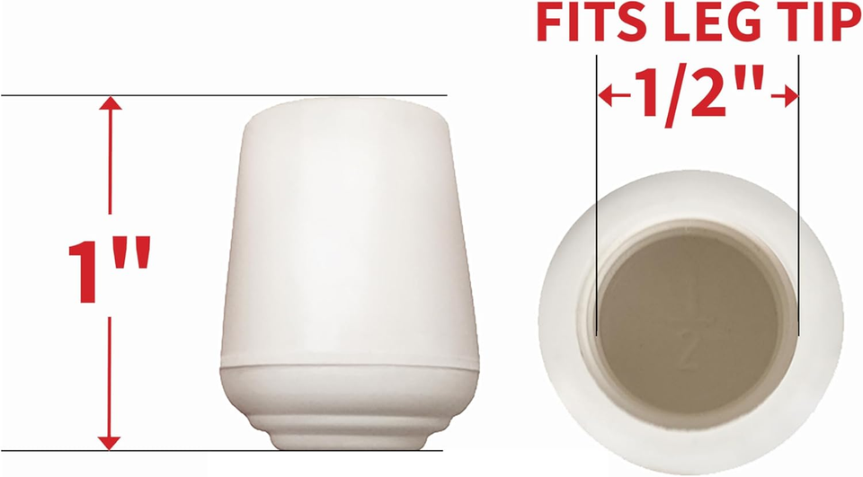 softtouch 1/2" Rubber Folding Metal Chair Leg Cap Replacement Tips