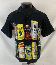 Vintage Hawaiian Camp Shirt Button Up Aloha Shirt Beer Lager Liquor Men  s Small