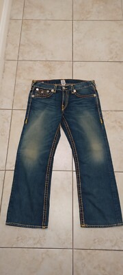 Vintage True Religion Ricky Super T Jeans Orange Stitch Size 40x31