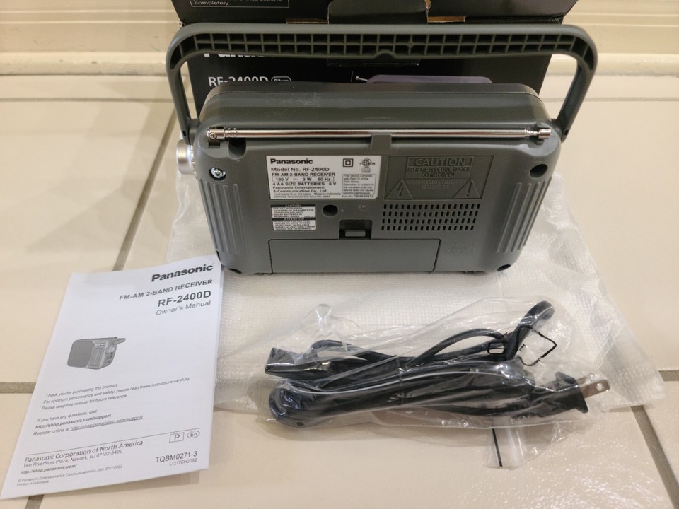 PANASONIC AM/FM/WEATHER ALERT AC/DC PORTABLE RADIO SILVER GREY RF-2400D ...