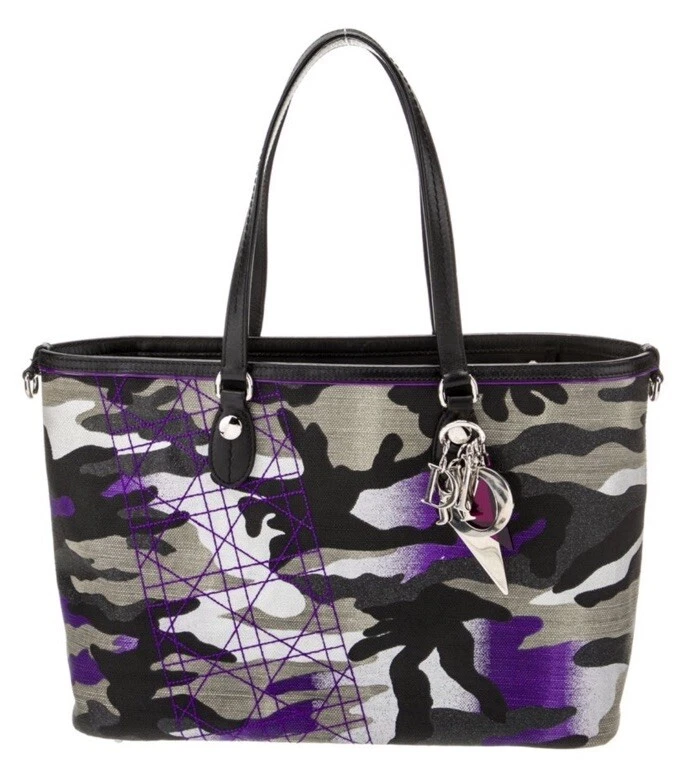 Sac fourre tout Christian Dior X Anselm Reyle camouflage violet argent noir taille moyenne 2011