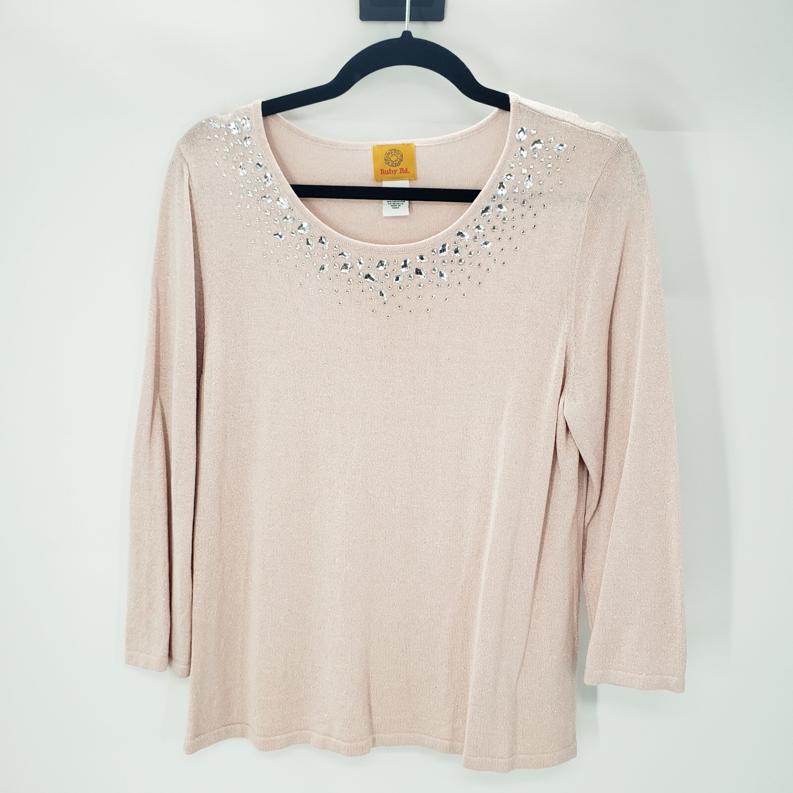 Ruby Rd. Large Pink Sweater Eomens Rhinestone Met… - image 10
