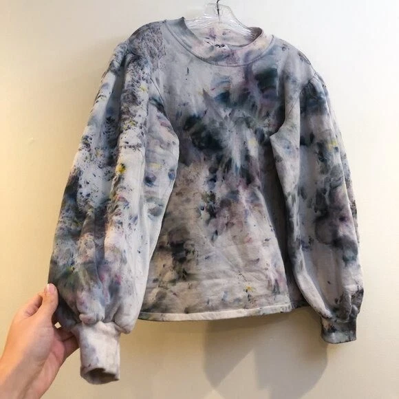 Riverside Tool & Dye Tie Dye Balloon Sleeve Crew Neck Pullover Sweatshirt S/M - Image 4 of 4