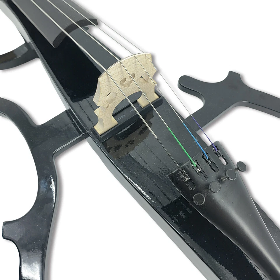 Violoncelo elétrico avançado 4/4 silencioso bom tom peças de ébano estojo grátis para iniciantes - Imagem 4 de 4