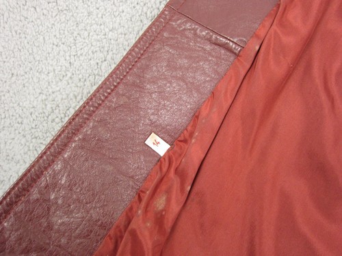 Vintage LeSoleil Leather Trench Coat Women 14 Large Red Burgundy Belted 60s 70s - Picture 16 of 20