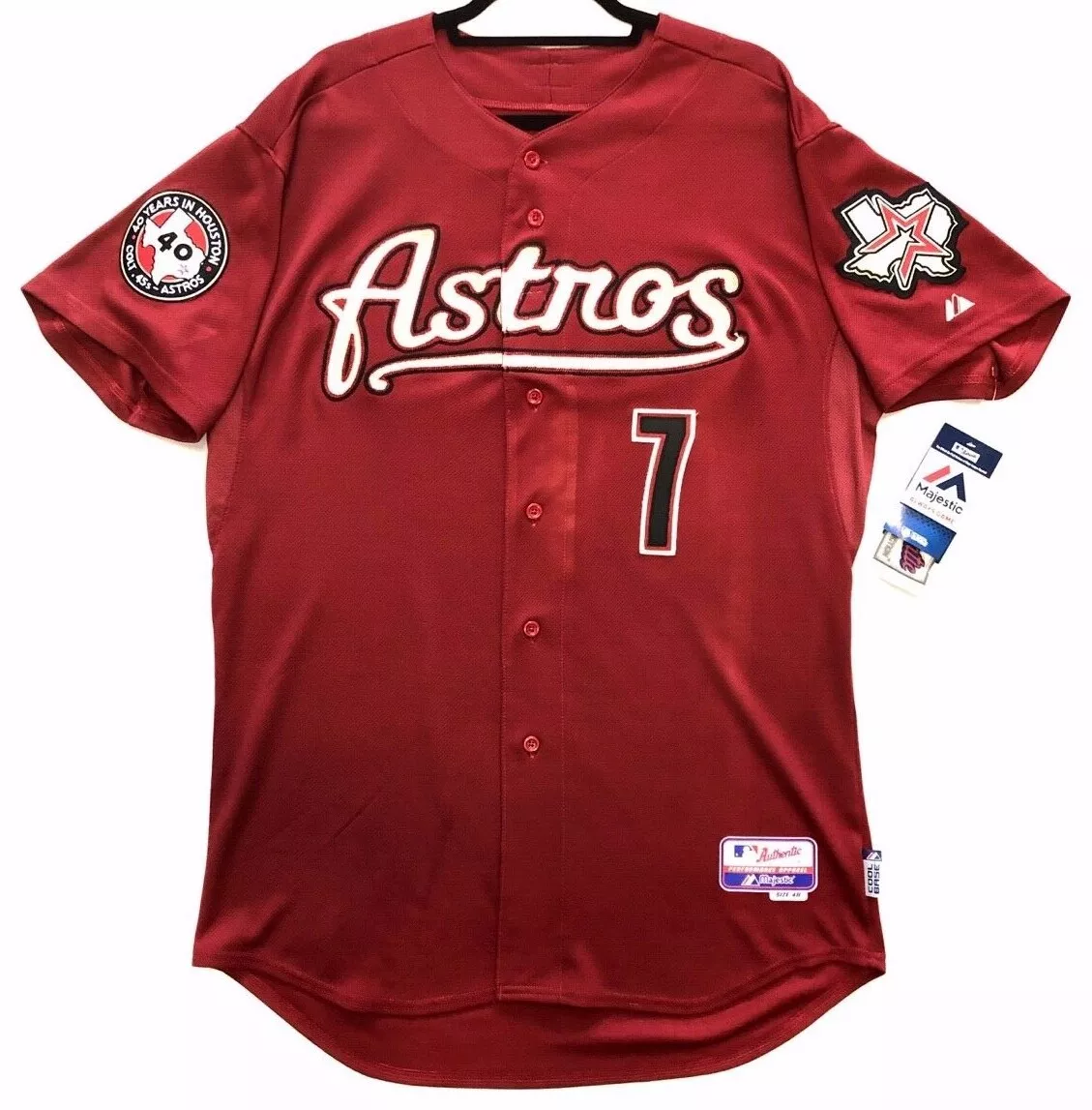 MAJESTIC AUTHENTIC 48 XL, HOUSTON ASTROS CRAIG BIGGIO, COOL BASE