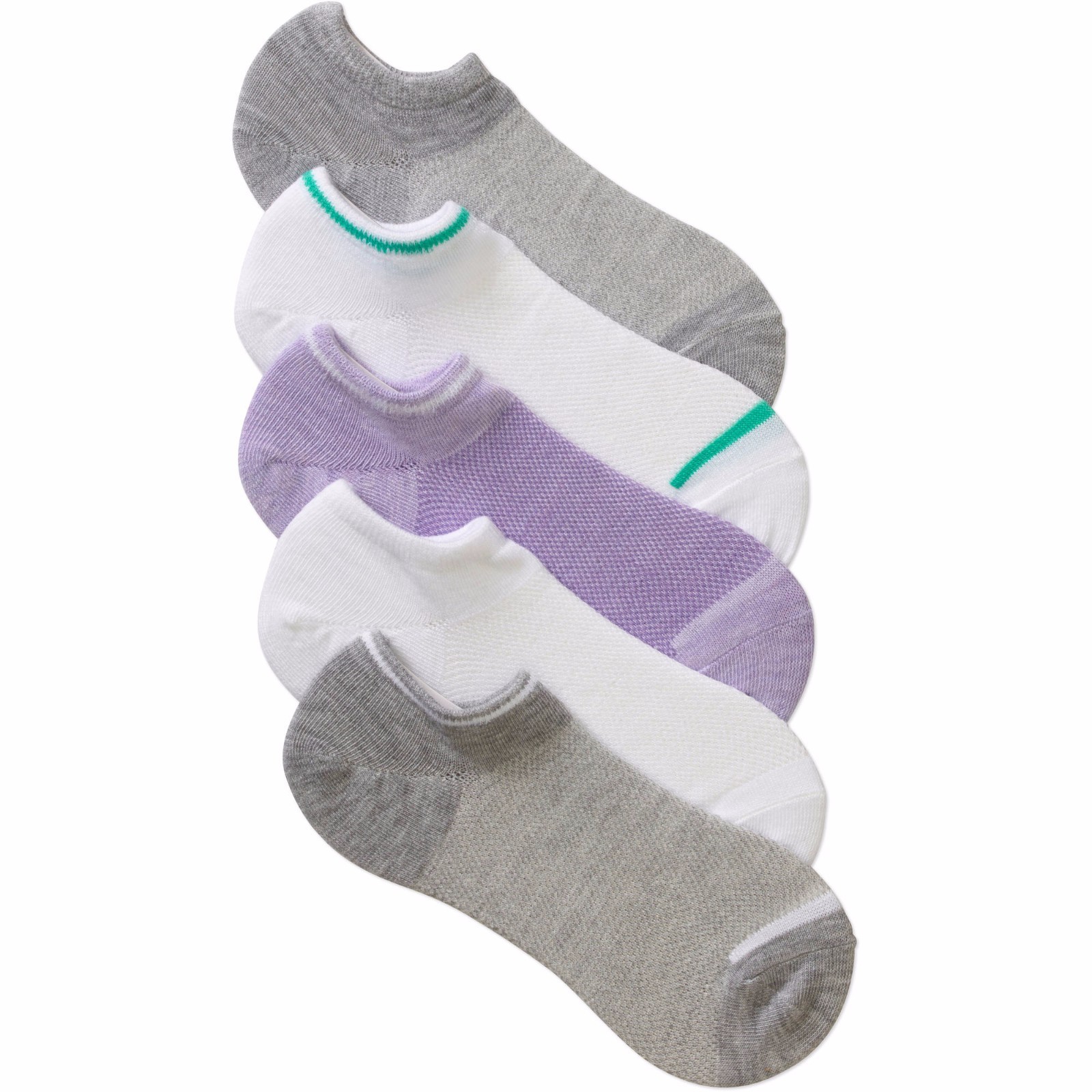 No Boundaries Women's No Show Socks 5-Pack Size 4-10 in Purple #26-image