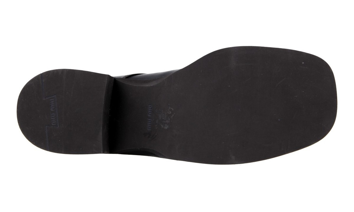 MIU MIU PULL-UP SHOES 5E318D BLACK LEATHER W METAL SPIKES US