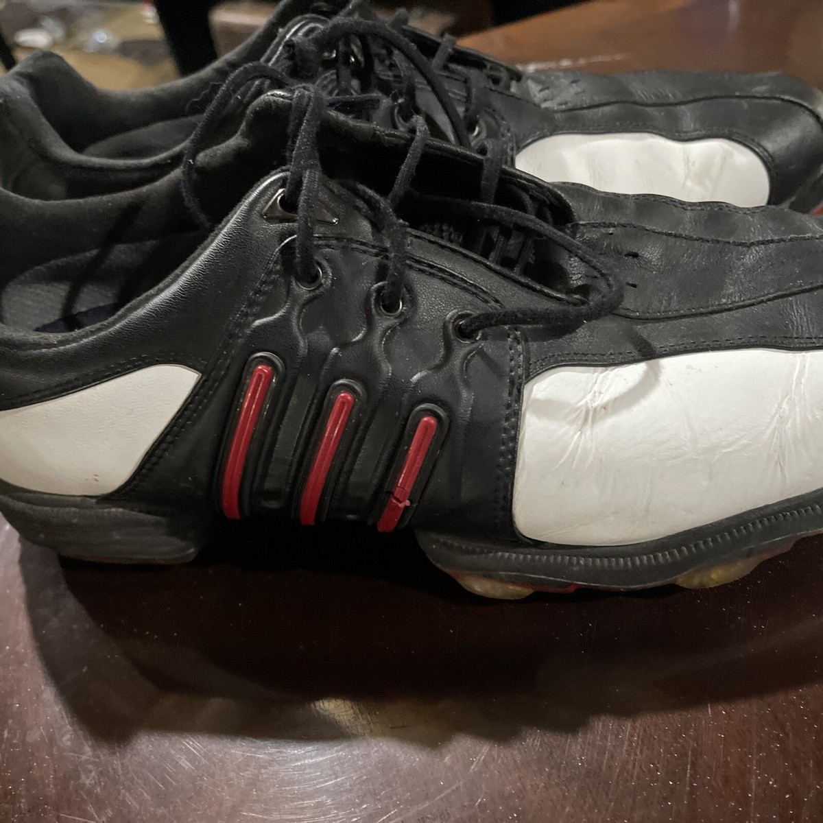 Adidas adiprene Golf cleat shoes Sample size 9 104393 3433301300029 Adidas Adiprene Golf Tour 3D Black Red White Leather Sneaker  main image 3