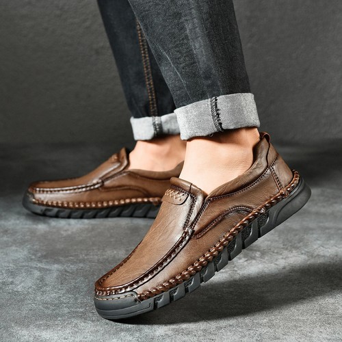 Men's Genuine Leather Loafers Comfortable Casual Shoes Non-slip Moccasins Shoes - Picture 14 of 27
