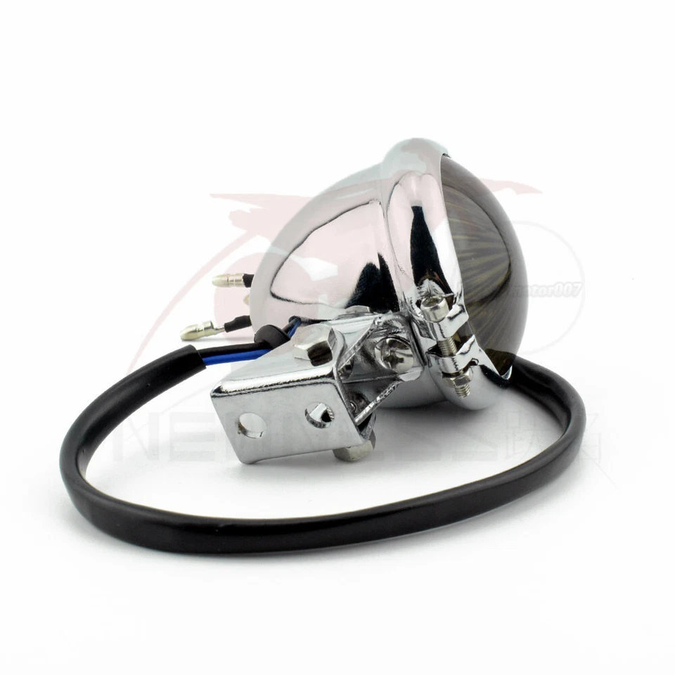 Chrome LED Smoke Brake Tail Light For Harley Chopper Bobber Cafe Racer Custom - Image 4 of 4