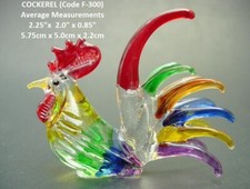GLASS CHICKEN ROOSTER COCKEREL Coloured Glass Farm Ornament Art Collectable Gift