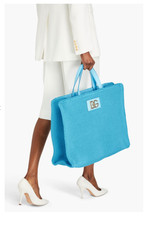 Dolce & Gabbana Knitted Tote Bag Laptop Bag Work Bag Briefcase Blue Turquoise Dg