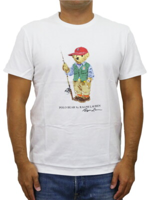 Polo Ralph Lauren Short Sleeve Polo Bear Preppy Bear T-Shirt Tee with  Fisherman
