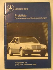 Preisliste Mercedes Benz PKW aus 1988,  28 Seiten