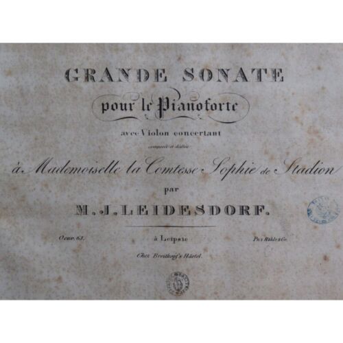 LEIDESDORF M. J. Grande Sonate op 63 Piano ca1818 - Bild 1 von 4
