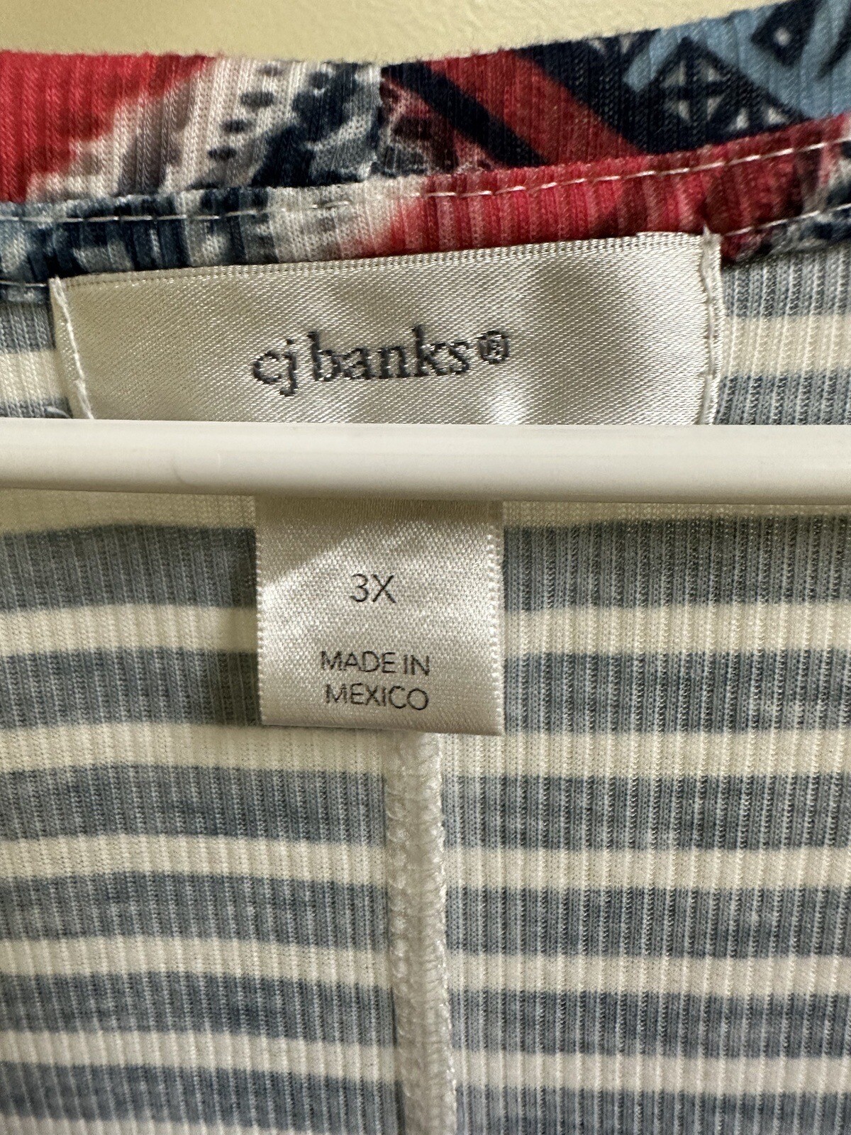 CJ25 CJ Banks Christopher & Banks Red White Blue bling Top Shirt 3X